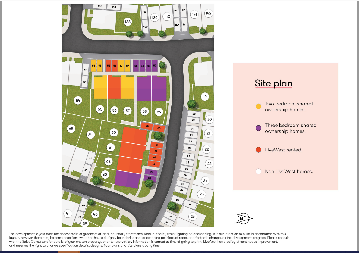 The Meadows site plan shared ownership LiveWest