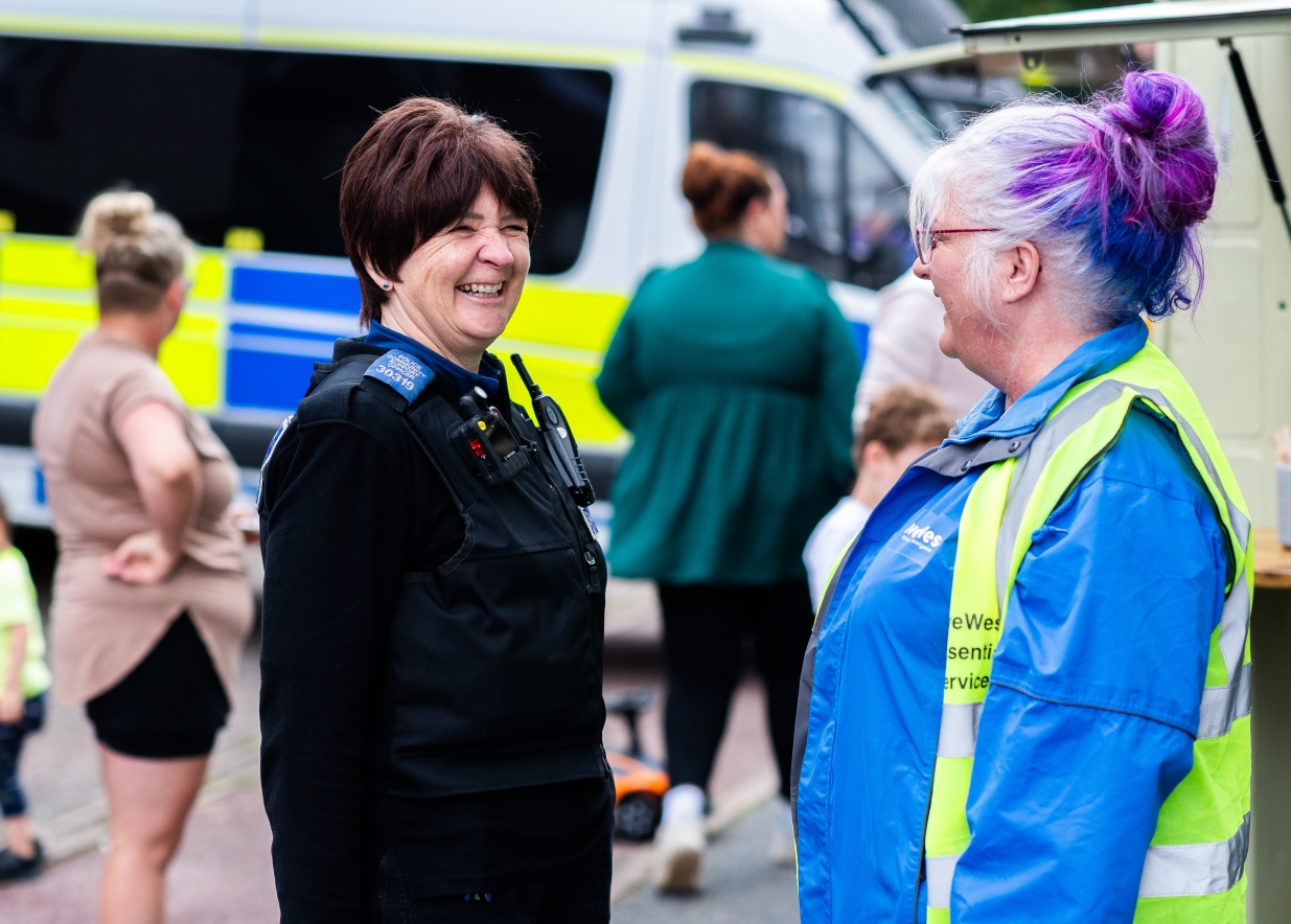 Devon and Cornwall Police photographed with our Community Connector, Lorna Turnbull 