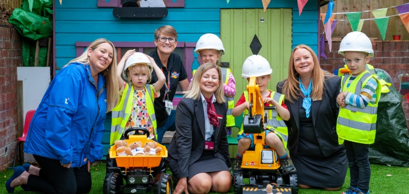 Children at Comeytrowe Under Fives Preschool with their new construction toys