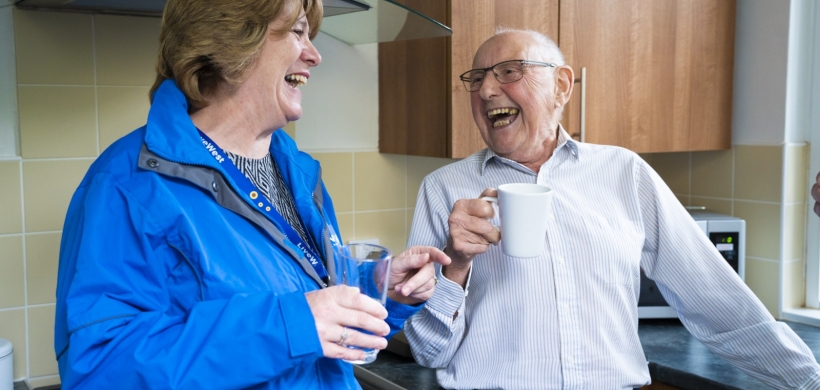 Customer and Colleague drinking tea