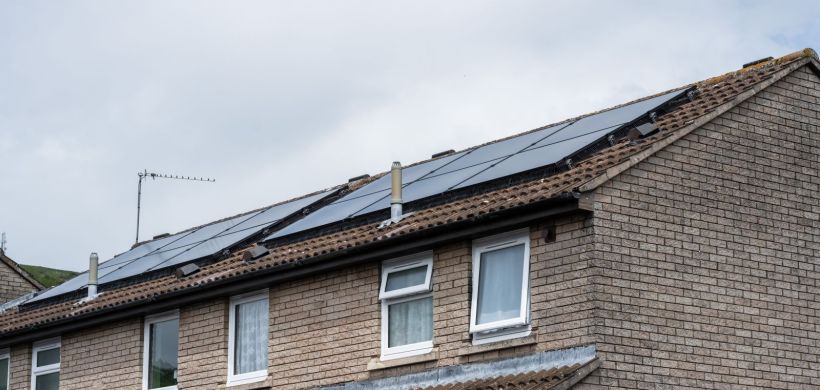 A home with solar panels.