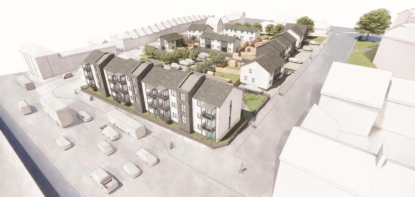 The design for new affordable homes at Healy Place, Plymouth.