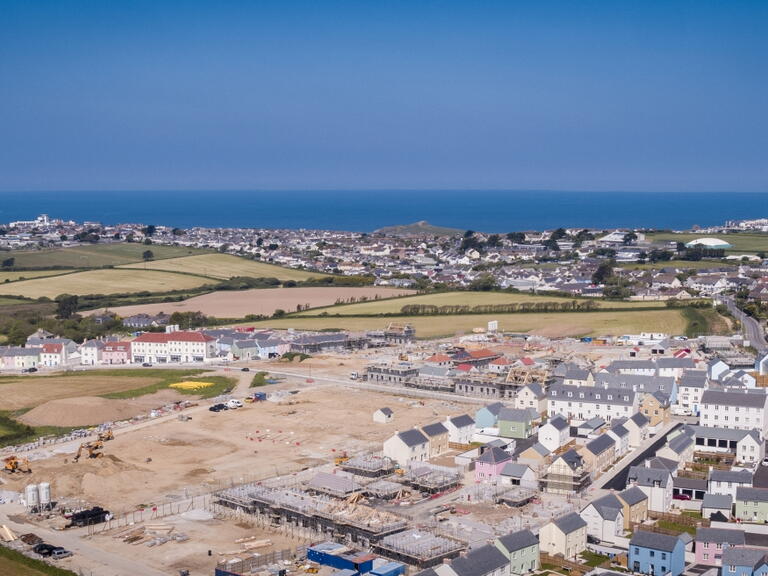 View of LiveWest scheme near the sea in sunny weather. 