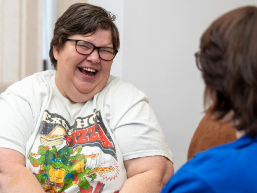 LiveWest customer laughing with colleague