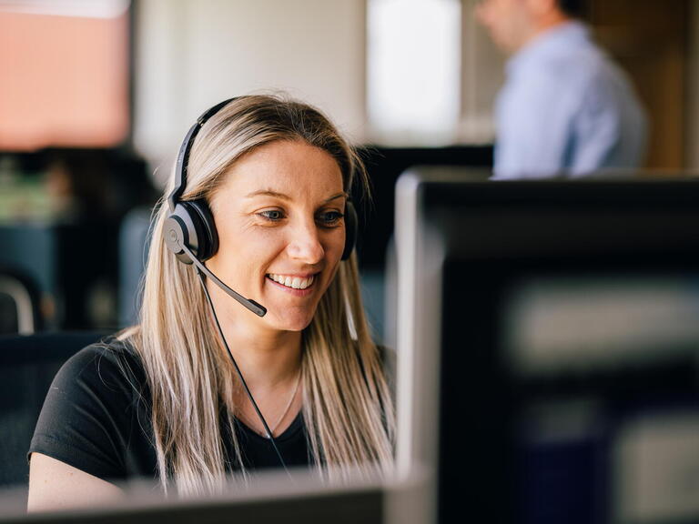 Person using headphones. 