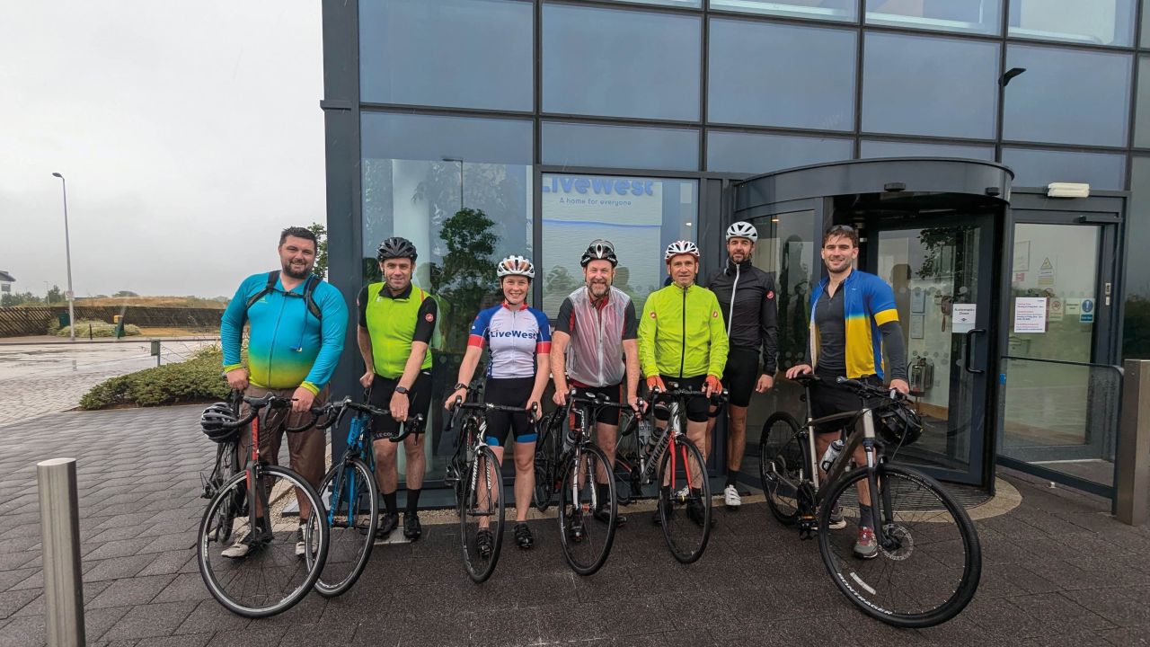 Colleagues involved in the charity bike ride.