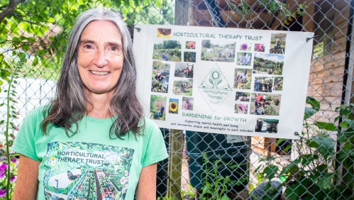 Resident Deb Hoskin at the Penlee allotment 