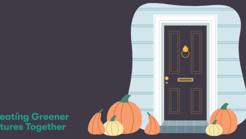 Pumpkins on doorstep illustration