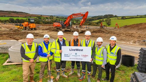 Colleagues from LiveWest and Vistry where work has started on the development site.