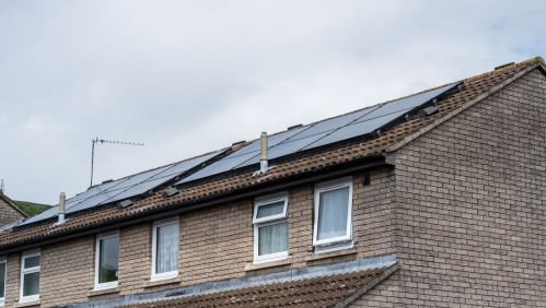 A home with solar panels.