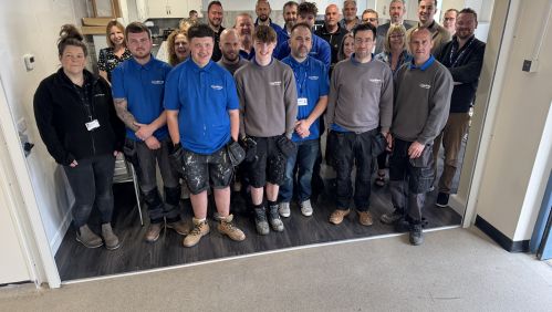 LiveWest apprentices involved in the new kitchen at Torbay Foyer. 
